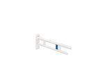 Hewi System 900 Stützklappgriff 900.50.17660DX Ausladung 750 mm, Edelstahl pulverbeschichtet weiß tiefmatt, links, Funk-Spülauslösung