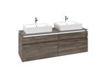 Villeroy und Boch Legato Waschtischunterschrank B677L0RK 160x55x50cm, für 2 Waschtische, mit LED-Beleuchtung, Stone Oak