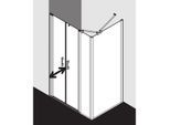 Kermi Pega Pendeltür mit Festfeld PEPFL12020VNK 120x200cm, silber hochglanz ESG SR Arena C, links, auf Duschwanne