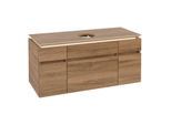 Villeroy und Boch Legato Waschtischunterschrank B578L0RH 120x55x50cm, Waschtisch mittig, mit LED-Beleuchtung, Kansas Oak