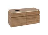 Villeroy und Boch Legato Waschtischunterschrank B580L0RH 120x55x50cm, Waschtisch links, mit LED-Beleuchtung, Kansas Oak