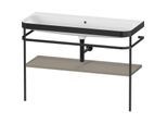 Duravit Happy D.2 Plus Möbelwaschtisch-Kombination HP4739N92920000 117,5x49cm, mit Metallkonsole, ohne Hahnloch, steingrau seidenmatt