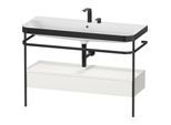 Duravit Happy D.2 Plus Möbelwaschtisch-Kombination HP4744E39390000 117,5x49cm, mit Metallkonsole, 2 Hahnlöcher, nordic weiß seidenmatt
