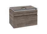 Villeroy und Boch Legato Waschtischunterschrank B570L0RK 80x55x50cm, Waschtisch mittig, mit LED-Beleuchtung, Stone Oak