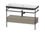Duravit Happy D.2 Plus Möbelwaschtisch-Kombination HP4744N92920000 117,5x49cm, mit Metallkonsole, ohne Hahnloch, steingrau seidenmatt