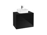 Villeroy und Boch Finion Waschtischunterschrank G08200PH 80x60,3x50,1cm, Emotion, Abdeckplatte black matt, Glossy Black Lacquer
