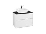 Villeroy und Boch Finion Waschtischunterschrank G08200GF 80x60,3x50,1cm, Emotion, Abdeckplatte black matt, Glossy white lacquer