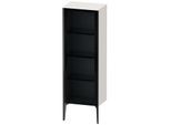 Duravit XViu Halbhochschrank XV1368LB285 50x36x133cm, Glastür, schwarz matt, Tür links, weiß hochglanz