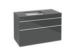 Villeroy und Boch Venticello Waschtisch-Unterschrank A94202RA 95,7 x 60,6 x 50,2 cm, Waschtisch links, Griff White, Glass Glossy Grey