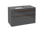 Villeroy und Boch Venticello Waschtisch-Unterschrank A94205FP 95,7 x 60,6 x 50,2 cm, Waschtisch links, Griff Copper, Glossy Grey