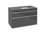 Villeroy und Boch Venticello Waschtisch-Unterschrank A94302FP 95,7 x 60,6 x 50,2 cm, Waschtisch rechts, Griff White, Glossy Grey