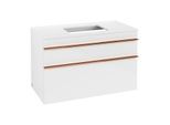 Villeroy und Boch Venticello Waschtisch-Unterschrank A94105DH 95,7 x 60,6 x 50,2 cm, Waschtisch mittig, Griff Copper, Glossy White