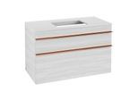 Villeroy und Boch Venticello Waschtisch-Unterschrank A94105E8 95,7 x 60,6 x 50,2 cm, Waschtisch mittig, Griff Copper, White Wood