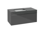 Villeroy und Boch Venticello Waschtisch-Unterschrank A94701RA 95,7 x 43,6 x 50,2 cm, Waschtisch links, Griff Chrom, Glass Glossy Grey