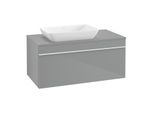 Villeroy und Boch Venticello Waschtisch-Unterschrank A94702RA 95,7 x 43,6 x 50,2 cm, Waschtisch links, Griff White, Glass Glossy Grey