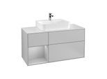 Villeroy und Boch Finion Waschtischunterschrank F161GJGJ 120cm, Abdeckplatte white matt, Regal links Light grey matt, Light grey matt