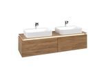 Villeroy und Boch Legato Waschtischunterschrank B767L0RH 160x38x50cm, für 2 Waschtische, mit LED-Beleuchtung, Kansas Oak