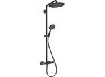 hansgrohe Croma Select S Showerpipe 26891670 mit Thermostat und Handbrause, mattschwarz