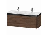 Duravit XViu Waschtisch-Unterschrank XV4613OB221P 120x48cm, 1 Auszug, 1 Hahnloch, schwarz matt, Rahmen P, nussbaum dunkel