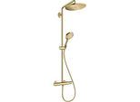 hansgrohe Croma Select S Showerpipe 26891990 mit Thermostat und Handbrause, polished gold optic