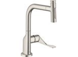 hansgrohe Select Spültisch-Einhebelmischer 39863800 mit Ausziehbrause, Edelstahl-optik