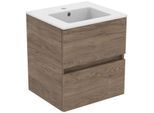 Ideal Standard Eurovit Plus Möbelwaschtisch-Paket R0571Y9 Nussbaum geflammt, 51x45x56,5cm, 1 Hahnloch