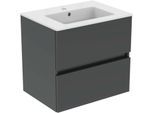 Ideal Standard Eurovit Plus Waschtisch mit Unterschrank 60 cm R0572TI Waschtisch-Set, 61x45x56,5 cm, 1 Hahnloch, Korpus Grau glänzend lackiert