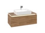 Villeroy und Boch Legato Waschtischunterschrank B755L0RH 100x38x50cm, Waschtisch mittig, mit LED-Beleuchtung, Kansas Oak
