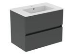 Ideal Standard Eurovit Plus Möbelwaschtisch-Paket R0573TI Grau glänzend lackiert, 71x45x56,5cm, 1 Hahnloch