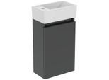Ideal Standard Eurovit Plus Möbel-Handwaschbecken-Paket R0570TI Grau glänzend lackiert, 37x21x67cm, Hahnloch links