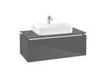 Villeroy & Boch Legato Waschtischunterschrank B755L0FP 100x38x50cm, mit LED-Beleuchtung, Glossy Grey