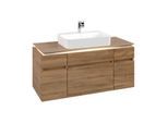 Villeroy und Boch Legato Waschtischunterschrank B758L0RH 120x55x50cm, Waschtisch mittig, mit LED-Beleuchtung, Kansas Oak