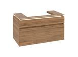 Villeroy und Boch Legato Waschtischunterschrank B695L0RH 100x55x50cm, Waschtisch mittig, mit LED-Beleuchtung, Kansas Oak