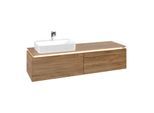Villeroy und Boch Legato Waschtischunterschrank B763L0RH 160x38x50cm, Waschtisch links, mit LED-Beleuchtung, Kansas Oak