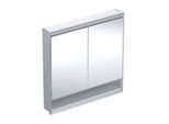 Geberit One Spiegelschrank 505823001 90 x 90 x 15cm, Aluminium eloxiert, mit Nische und ComfortLight, 2 Türen