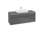 Villeroy & Boch Legato Waschtischunterschrank B760L0FP 140x55x50cm, mit LED-Beleuchtung, Glossy Grey