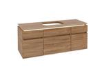Villeroy und Boch Legato Waschtischunterschrank B760L0RH 140x55x50cm, Waschtisch mittig, mit LED-Beleuchtung, Kansas Oak