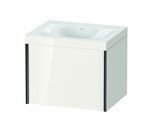 Duravit XViu Waschtisch-Unterschrank XV4609NB222C 60x48cm, 1 Auszug, ohne Hahnloch, schwarz matt, Rahmen C, weiß hochglanz