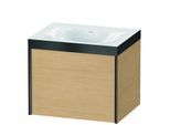 Duravit XViu Waschtisch-Unterschrank XV4609NB230P 60x48cm, 1 Auszug, ohne Hahnloch, schwarz matt, Rahmen P, Eiche natur