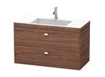 Duravit Brioso c-bonded Waschtisch mit Unterschrank 100 cm BR4607O1021 Waschtisch-Set, 100x48 cm, 1 Hahnloch, Nussbaum Dunkel/Chrom