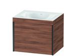 Duravit XViu Waschtisch-Unterschrank XV4609NB279C 60x48cm, 1 Auszug, ohne Hahnloch, schwarz matt, Rahmen C, nussbaum natur