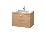 Duravit Brioso c-bonded Waschtisch mit Unterbau BR4606N1052, 80x48cm Europ. Eiche/Chrom, o. Hahnl.