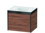 Duravit XViu Waschtisch-Unterschrank XV4609NB279P 60x48cm, 1 Auszug, ohne Hahnloch, schwarz matt, Rahmen P, nussbaum natur