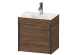 Duravit XViu Waschtisch-Unterschrank XV4631OB221C 45x33,3cm, 1 Tür, rechts, 1 Hahnloch, schwarz matt, Rahmen C, nussbaum dunkel