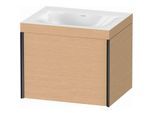 Duravit XViu Waschtisch-Unterschrank XV4609NB212C 60x48cm, 1 Auszug, ohne Hahnloch, schwarz matt, Rahmen C, eiche gebürstet