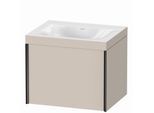 Duravit XViu Waschtisch-Unterschrank XV4609NB291C 60x48cm, 1 Auszug, ohne Hahnloch, schwarz matt, Rahmen C, taupe matt