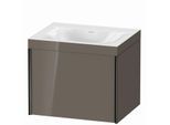 Duravit XViu Waschtisch-Unterschrank XV4609NB289C 60x48cm, 1 Auszug, ohne Hahnloch, schwarz matt, Rahmen C, flannel grey hochglanz