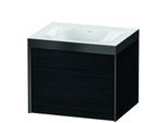 Duravit XViu Waschtisch-Unterschrank XV4609NB216P 60x48cm, 1 Auszug, ohne Hahnloch, schwarz matt, Rahmen P, Eiche schwarz