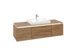 Villeroy und Boch Legato Waschtischunterschrank B682L0RH 120x38x50cm, Waschtisch mittig, mit LED-Beleuchtung, Kansas Oak
