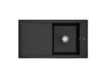 Villeroy und Boch Timeline 50 Flat Flächenbündige Spüle 33071FS5 mit Ablaufgarnitur und Handbetätigung, Ebony